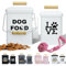 NIXBYO Metal Dog Treat Container Set of 2-9.5x5.9In & 8.6x5In Beige Dog Treat Jars with Airtight Lids, Includes Scoop & Toy - Pet Food Canister, Cat Cookie Jar, Cookie Storage for Kitchen Counter