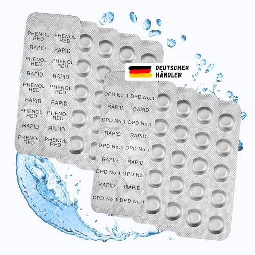 50x pH-Wert (Phenol Red) I 50x DPD No°1 (freies Chlor Rapid) Pool Testtabletten für Schütteltester