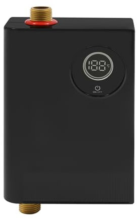 Susoso Elektrischer Wassererhitzer, Wasserboiler mit Messing-Schnittstellen 3800W Speicherfunktion Warmwasserspeicher für Haus 11.5x6x20cm Schwarz