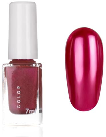 Metallic Red Nail Polish, 3D Mirror Rose Red Nail Varnish, Long Lasting Metal Effect Red Nail Polish, Quick Drying Breathable French Nail Gel For Chrome Nail Art DIY, No Need Cure
