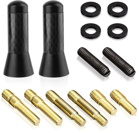 2 Auto Kurz Antenne, 3,5 cm Auto Stummelantenne, Mini Kurzantenne Für Auto Antenne Universelle Kurzstab Autoantenne aus Kohlefaser und Aluminiumlegierung, Wetterfest Robust, Einfache Montage Schwarz