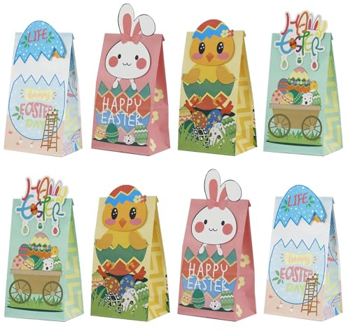 24 Stück Oster Geschenktüten Ostern Eier, Oster Tüten Papiertüten Ostern Geschenktüte Ostern Klein, Ostertüten zum Befüllen, Osterhasen Tüten für Ostern Geburtstagsfeier Befüllen Geschenken