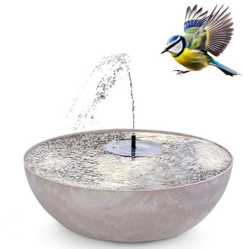 Fontaine solaire d'extérieur avec bac de 45 cm - Couleur sable, comme fontaine de jardin ou fontaine.