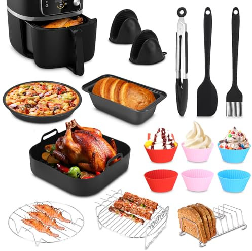 Cexovo Accessori Friggitrice Ad Aria 17 Teiliges Accessori per Friggitrice Ad Aria Calda Ninja für Philips Airfryer XL 6,2L XXL 7,2L, COSORI 5,5L, Cecotec 5,5L 6L, Ninja 5,2L BPA-frei