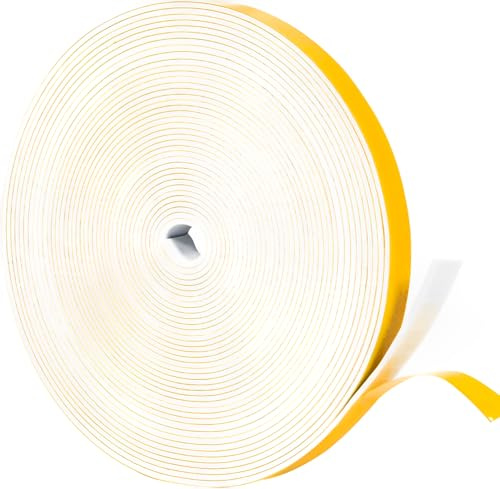 Ruban adhésif en mousse pour isolation, 12 mm (l) x 1,5 mm (T), boudin de porte de fenêtre pour joint d'écart, insonorisant, imperméable, résistant à la poussière, au froid, 1 rouleau de 10 m de long