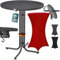 Casaria® Stehtisch mit Husse 80 cm Klappbar Rund Holz Metall Pulverbeschichtet Wetterfest Hoch Set Bistrotisch Bartisch Partytisch Garten Tisch Rot