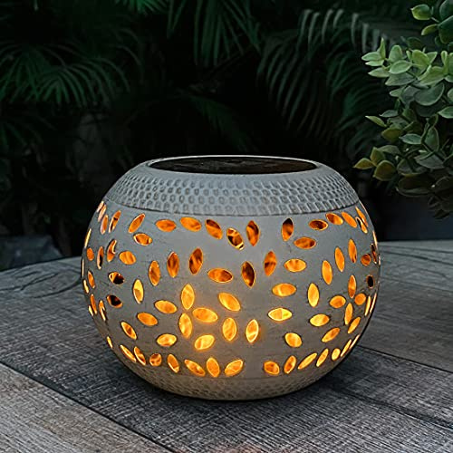 pearlstar Solar Lanterns for Outside, Solar Table Lamps Outdoor Garden Waterproof, LED Flickering Flame Table Lights Decorative Flame Lights for Garden PK1 White