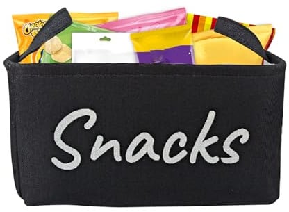 KeaJuidy Snack Organizer für Speisekammer Snack Aufbewahrungskorb mit Griffen Speisekammer Aufbewahrung für Chips, Brezeln, Kekse, Popcorn und mehr 40x30x20 cm