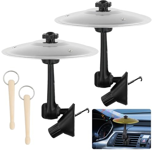 2 Pcs Car Cymbal, 2 Drehkopf, 360° Einstellbar, 14cm Car Crash Becken mit 2 Mini Schlägel, Auto Trommel Lüftungsschlitz, Schlagzeug Auto für Alle Arten Fahrzeugen Musikliebhaber Fahrunterhaltung