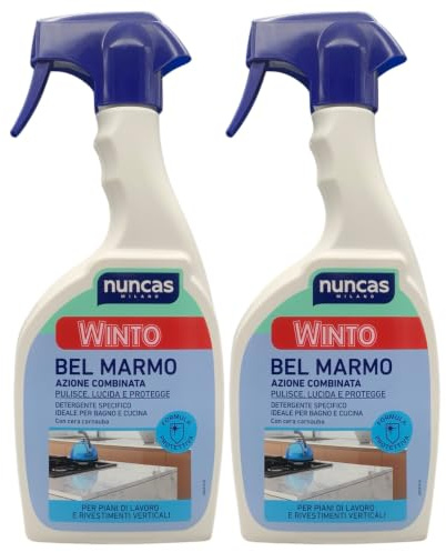 Detergente BEL MARMO Pulisce, Lucida e Protegge, Ideale In Bagno e In Cucina. Con Cera Carnauba, Per Piani Di Lavoro e Rivestimenti Verticali 500ml (2 Unità)