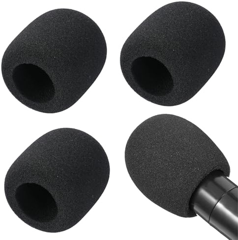 3 Pcs Universal Microphone Cover Foam, Microphone Noise Filter Windscreen for Handheld-Mic, Condenser-Mic (Black)