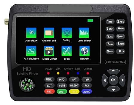 V10 Finder Max Satellitenfinder-Signalmesser for DVB-S/S2/S2X-Receiver Sat-Detektor Eingebauter 4000-mAh-Akku vs. PRO Lange Standby-Zeit