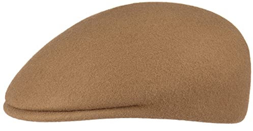 Lipodo Flatcap Filz Herren - Schiebermütze Made in Italy - Schirmmütze aus Wollfilz - Mütze mit 3 cm Schirmlänge - Flat Cap Herbst/Winter - Herrenmütze Camel M (56-57 cm)