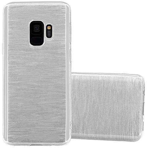 Cadorabo Hülle kompatibel mit Samsung Galaxy S9 Schutzhülle TPU Silikon Case Brushed Design Slim Kratzfest Weiche Gummi mit Rundumschutz Case Hülle für Galaxy S9 in Silber