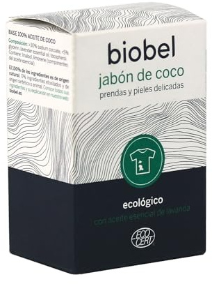 Biobel -Kokosöl-Tablettenseife, 100% natürlich für empfindliche Kleidung und Haut, mit ätherischem Lavendelöl, ideal für Reisen oder Camping, Set mit 4 Einheiten