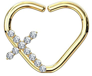 beyoutifulthings Piercing-Ring Herz ZIRKONIA Kreuz Universal-Piercing Brust Nase Septum Ohr Helix Chirurgenstahl Multicolor 1,2/10mm