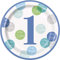 Unique Party-Polka Dots 1st Birthday Round Dinner Plates | 9 | Blue | 8 Pcs 73305-Assiettes en Carton-23 cm-Fête à thème Pois Bleu 1er Anniversaire-Paquet de 8, 73305