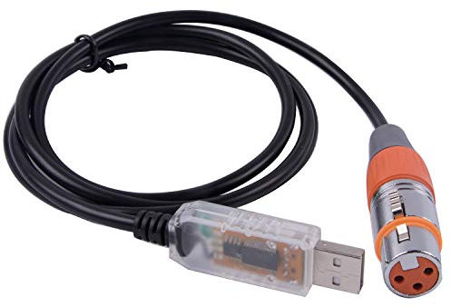 USB to DMX Control Cable RS485 Serial Converter Adapter FTDI XLR 3Pin Stage Lighting Device Cable (9.8ft, USB transparent Shell)