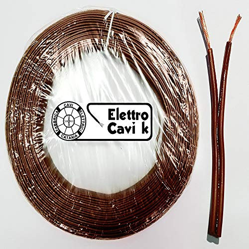 ELETTRO CAVI K - CAVO ELETTRICO PIATTINA BIPOLARE COSTA STRETTA 2x0,50 mm² COLOR MARRONE LAMPADARI BAJOUR 2 POLI IN RAME PROFESSIONALE MADE IN ITALY 100 METRI