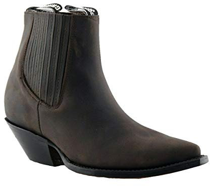 Grinders Mustang Stivaletti Unisex di Pelle Marrone Stile da Ballo Cowboy Occidentale 12
