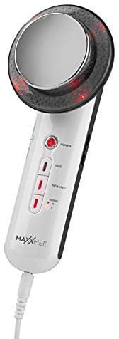 MAXXMEE Anti Cellulite Massagegerät | mit EMS-, Infrarot- und Schall-Technologie | Entspannung und Straffung dank unterschiedlicher Massagefunktionen | inkl. 4 Elektrodenpads [weiß/grau]