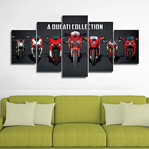 104Tdfc Bilder XXL 5 Teile wandbild leinwandbilder Kunstdrucke randlos Ducati-Sammlung Leinwand-Wandkunst XXL 5 Teiliges Wandbild Mit Rahmen Größe Leinwandbild Wandbilder Cadeau d'Halloween
