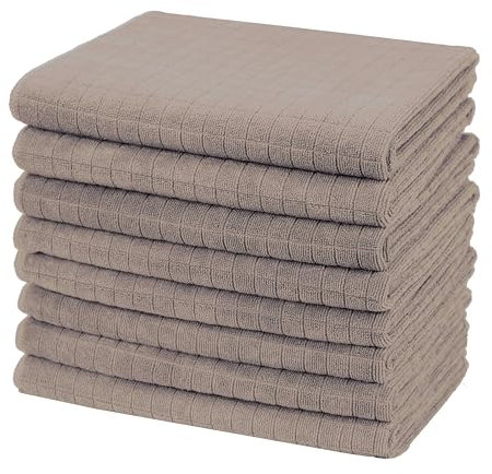 gryeer 8er-Set Microfaser Geschirrtücher, weiche, super saugfähige und fussel freie Küchentücher, 45 x 65 cm (Khaki)