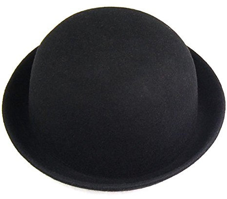 ACAMPTAR 1 Stueck Melone Bowler Muetze Hut Bowlerhut Bowler Hut Filzhut Chaplin Hat Reithut (Schwarz)