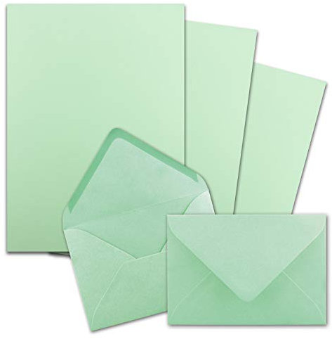 25x Briefpapier-Sets DIN A4 mit C6 Briefumschlägen, Nassklebung - Mint-Grün - mattes Schreibpapier mit Kuverts - FarbenFroh by GUSTAV NEUSER