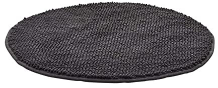 HOMESTORY Badematte Grau Polyester 55,0cm Ø Antirutschbeschichtung auf der Unterseite, Farbe-Dekor:Anthrazit, Design:rund (55 cm)