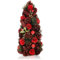 COM-FOUR® Deko-Weihnachtsbaum, dekorativer Kleiner Schmuckbaum, tolle Tischdeko, optimal für die Adventszeit, ergänzt Kränze und Girlanden (Baum rote Blume)