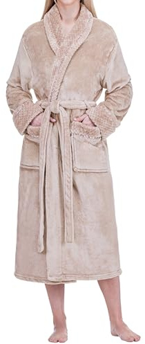 PAVILIA Damen Women's Satin Waffle Trim Robe Classic (1er Pack)