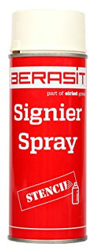 BERASIT Spray de signature, pour marquage et marquage avec pochoirs, pour toutes les surfaces, séchage rapide, 400 ml, unité d'expédition = 1 boîte (blanc)