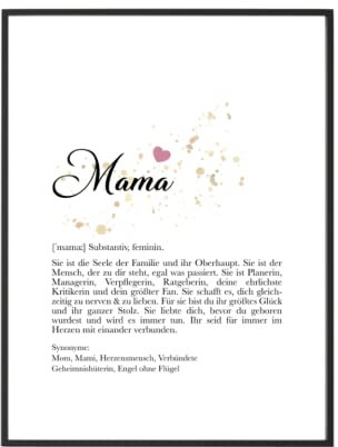 Manufaktur Liebevoll I Poster Kunstdruck Mama Geschenk Geburtstag Definition Mutter Dankeschön Geschenk Muttertagsgeschenk Din A4