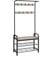 VASAGLE Kleiderständer, Garderobe, Eingangsmöbel, mit abnehmbaren Haken, Bank und Schuhregal, Höhe 183 cm, Metallrahmen, industrieller Stil, Graubraun und Schwarz HSR400B02