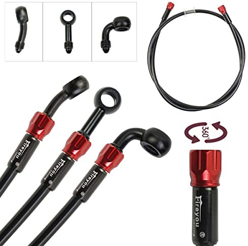 Línea freno hidráulico motocicleta Manguera aceite Tubo freno aceite Trenzado acero inoxidable 400-2400 mm para ATV Dirt Pit Street Racing Bike (800mm)