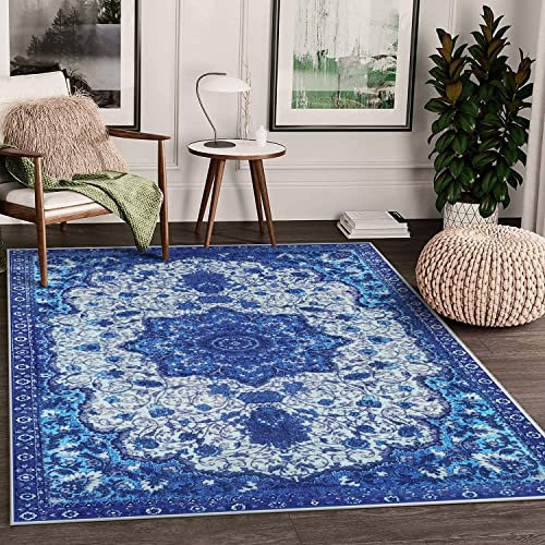 Tinyboy-hbq Teppich Wohnzimmer Moderner Kurzflor rutschfest,Waschbar Flauschig Weich,Passend für Wohnzimmer,Schlafzimmer und Esszimmer,Blau,160 x 200 cm