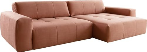 Eckcouch Lazaro Flachgewebe Orange 300x160 cm Ottomane re. mit Tiefenverstellung