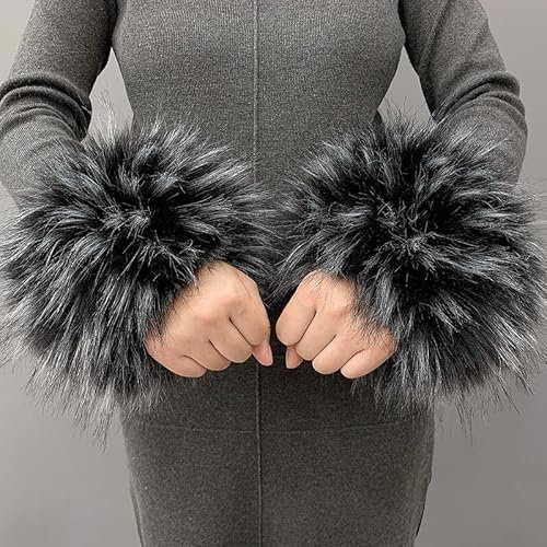 Katutude Pulswärmer Pelz Damen, Fell Manschette Stulpen Handschuhe, Pelz-Handgelenk-Band, Pulswärmer Faux Pelz Armstulpen Faux Fur Wrist Band Ring Cuffs Wärmer für Frauen