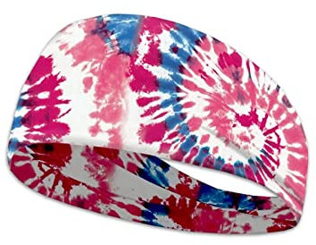 Kuiaobaty Pink Tie Dye Damen Yoga Stirnband Sport Laufen Schweißband Kopftuch für Reisen Fitness Hippie Stil Dehnbar Haarband