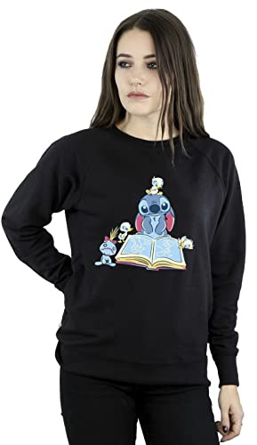 Disney Women's Lilo & Stitch Reading A Book Sweatshirt Black XX-Large