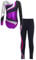 JanJean Kinder Mädchen Gymnastikanzug Langarm Turnanzug Ballettanzug mit Leggings Sport Hose Strass Tanzbody Gllitzer Turnbody Trainingsanzug Violett 134-140