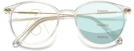 Lanomi Vintage Progressive Multifocal Reading Glasses Women Men Round Blue Light Blocking Eyeglasses Magnifying UV400 Outdoor Computer Reader