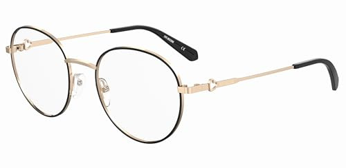 Love Moschino Brille mit Sehstärke für Damen optional mit Sonnenbrillentönung oder Blaulichtfilter, Oval, gefertigt aus Metall (inklusive Brillenetui)