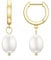 Gold Pearl Hoop Earrings for Women Whtie Pearl Drop Earrings 14K Gold Plated