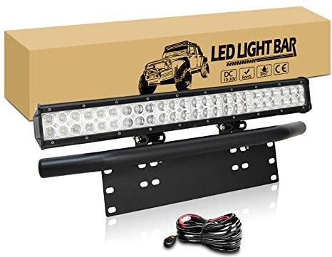 RIGIDON 59cm 23 Zoll 144W led lichtleiste mit 12V kabelbaum kit, Kfz kennzeichenhalterung, zweireihig arbeitslichtleiste für 4x4 Auto SUV ATV Traktor LKW Fahrzeuge 6000K nebelscheinwerfer