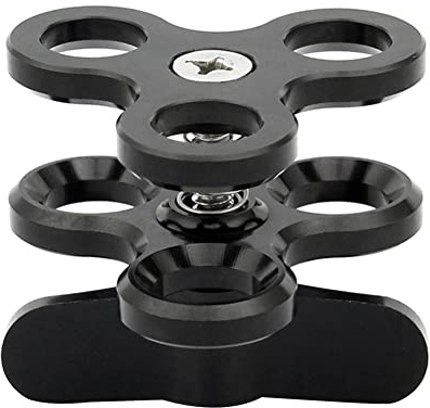 Anlayliay Kugelklemme 3 LöCher Tauchlampen Ball Butterfly Clip Halterung für Action Kamera Taschenlampenstativ, Schwarz