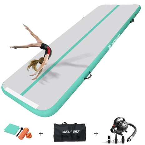 AKSPORT Air Matte Track Tumbling Matte,3/4/5/6m Aufblasbar Gymnastikmatte Turnmatte Tumbling Matten 10/20cm hoch mit Luftpumpe für Zuhause/Taumel/Turnhalle/Ausbildung/Cheerleading
