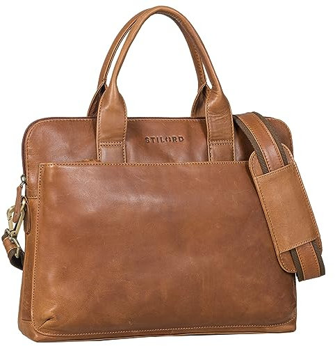 STILORD 'Lancelot' Sacoche Ordinateur Portable 13 Pouces Cuir pour Hommes et Femmes - Sac Travail Emboîtable, Couleur:Mocca - Marron foncé