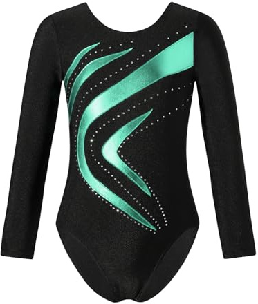 winying Mädchen Turnanzug Gymnastik Leotards Gymnastikanzug Mädchen Langarm Ballettbody Einteilige Sport Trikotanzug Jumpsuit Turnbody